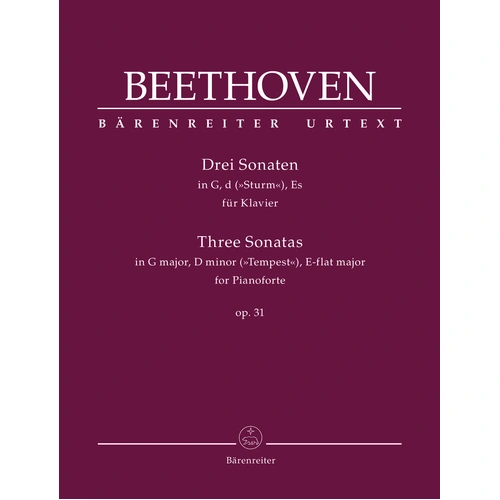 Beethoven Three Piano Sonatas Op 31 - Ludwig van Beethoven, Del Mar, Barenreiter BA11805