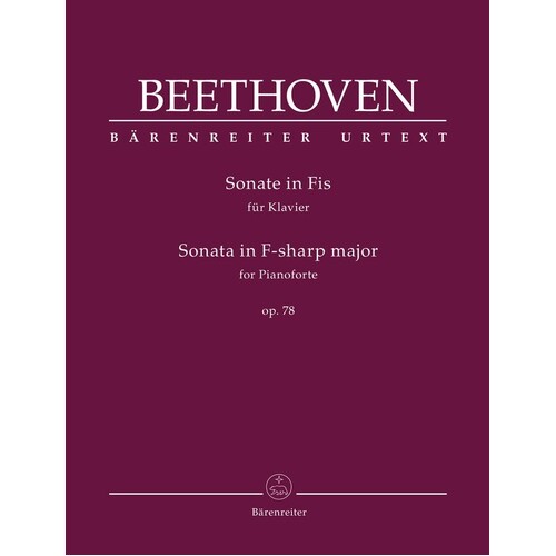 Beethoven - Sonata F Sharp Major Op 78 Piano (Softcover Book) Urtext Edition Book