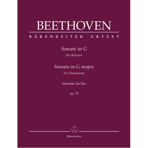 Beethoven - Sonata G Major Op 79 Sonate Facile Piano (Softcover Book) Urtext Edition Book