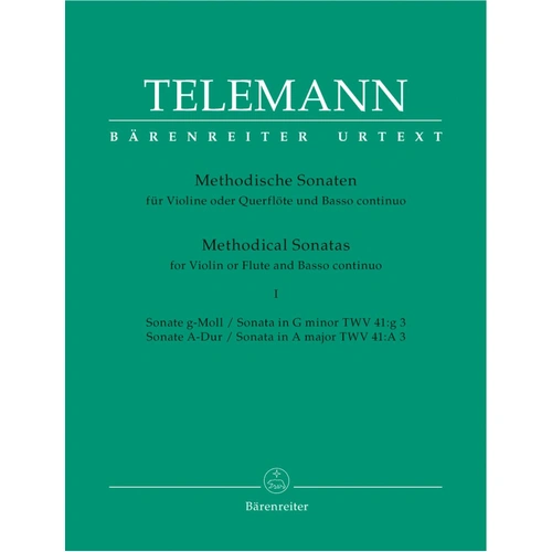Telemann - Methodical Sonatas Vol 1 for Flute or Violin & Basso Continuo, Urtext Edition, 42 Pages