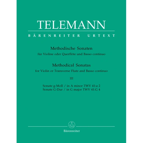 Twelve Methodical Sonatas Volume 3 for Flute and Piano - Includes Sonata in A minor and Sonata in G Major