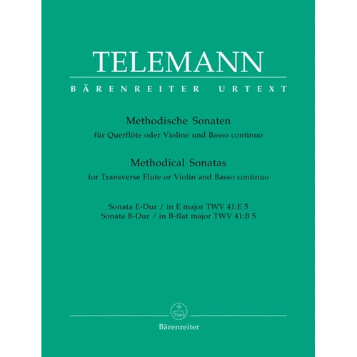 Telemann - Methodical Sonatas Vol 5 for Flute or Violin with Basso Continuo, Edited by Max Seiffert, Urtext Edition, 51 Pages