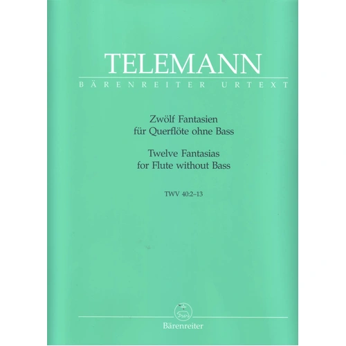 Telemann - 12 Fantasies for Flute Solo, Urtext Edition, 25 Pages, Published by Barenreiter