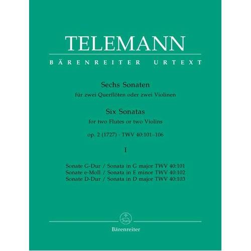 Six Sonatas for Two Flutes Op 2 Volume 1 Sheet Music