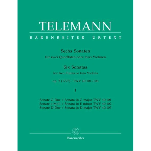 Six Sonatas for Two Flutes Op. 2 Volume 1 Sheet Music