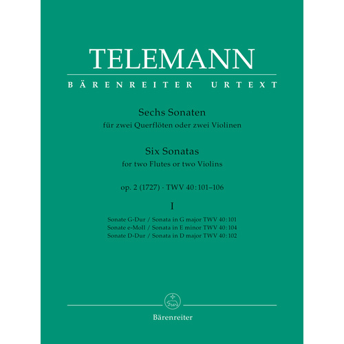 Six Sonatas for Two Flutes Op 2, Volume 2