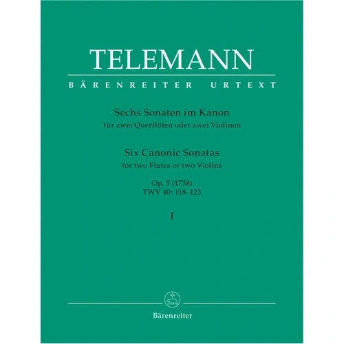 Six Canonic Sonatas for Two Flutes Op 5 Volume 1 by Telemann