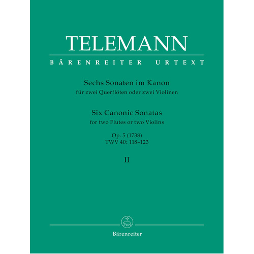 Six Canonic Sonatas for Two Flutes, Op. 5, Volume 2