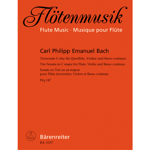 Triosonate Für Flöte, Violine Und Basso Continuo C-Dur Wq 147