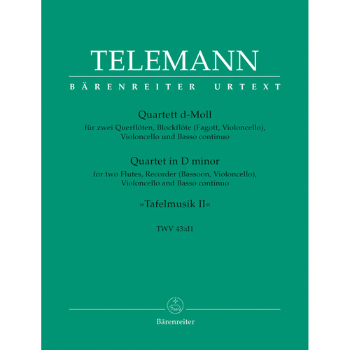 Quartett Für Zwei Querflöten, Blockflöte (Fagott, Violoncello), Violoncello Und Basso Continuo D-Moll Twv 43:D1