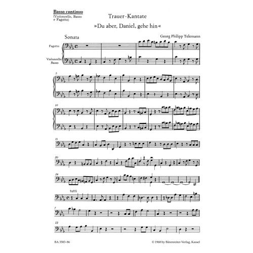 Trauerkantate Du Aber Daniel Vla Da Gamba 1 - Viola Sheet Music