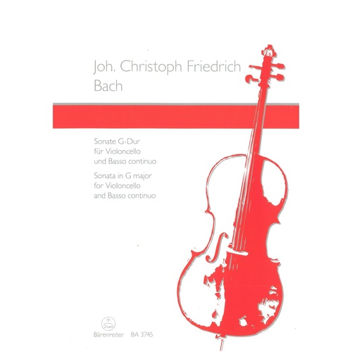 JCF Bach - Sonata in G Major for Cello/Basso Continuo, 22 Pages, Barenreiter