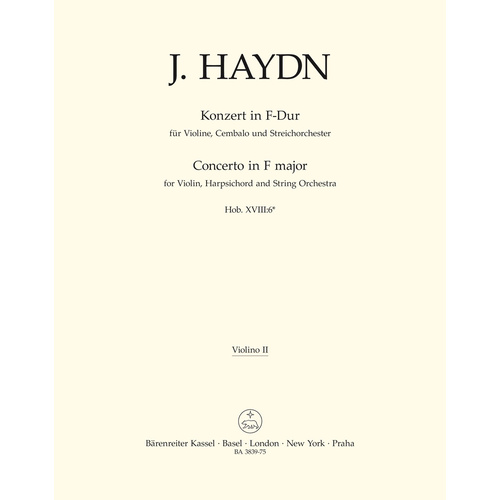Concerto For Violin, Harpsichord And String Orchestra In F Major Hob. Xviii:6*