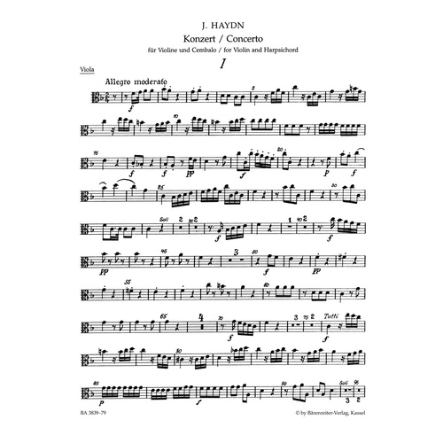 Concerto For Violin, Harpsichord And String Orchestra In F Major Hob. Xviii:6*