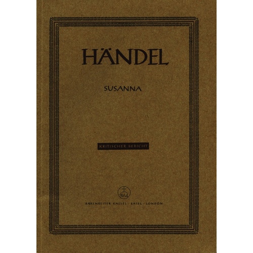Susanna Hwv 66 Vocal Score Book