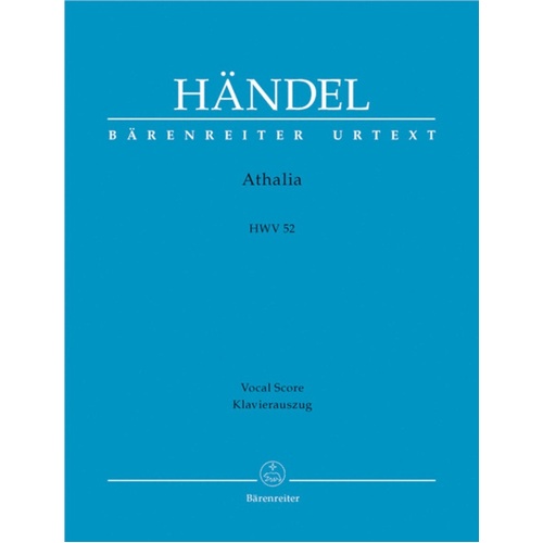 Athalia Hwv 52 Vocal Score Book