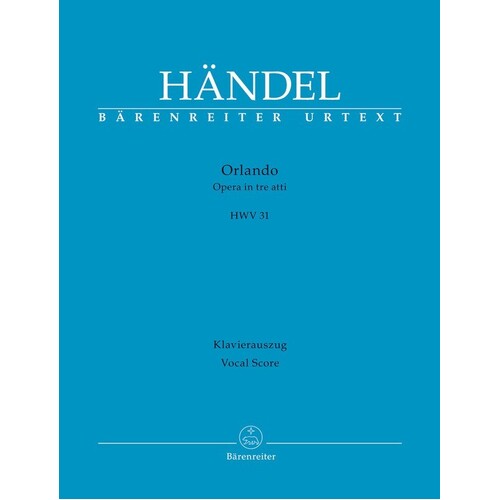 Handel - Orlando Hwv 31 Vocal Score (Softcover Book) Urtext Edition Book