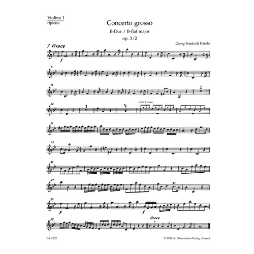 Concerto Grosso B-Dur Op. 3/2 Hwv 313
