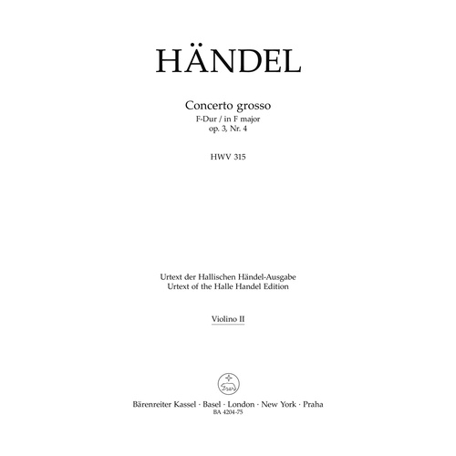 Concerto Grosso F-Dur Op. 3/4 Hwv 315