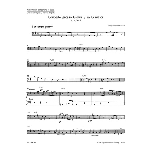 Concerto Grosso G-Dur Op. 6/1 Hwv 319