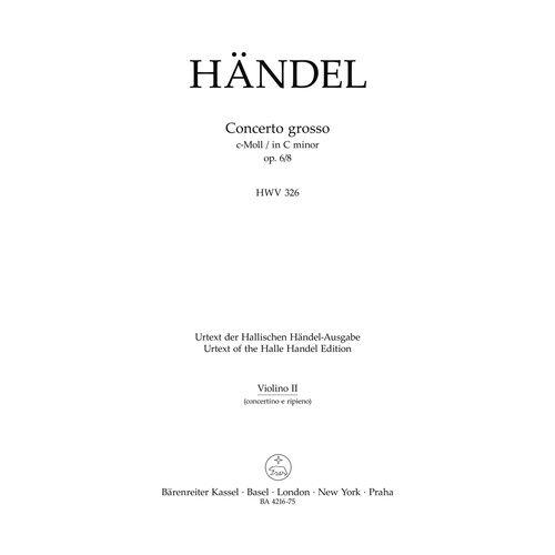 Concerto Grosso C-Moll Op. 6/8 Hwv 326