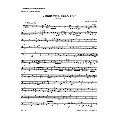 Concerto Grosso C-Moll Op. 6/8 Hwv 326
