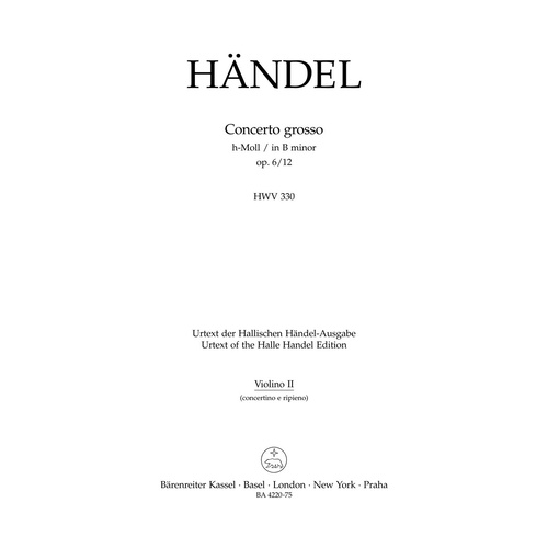 Concerto Grosso H-Moll Op. 6/12 Hwv 330