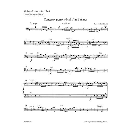 Concerto Grosso H-Moll Op. 6/12 Hwv 330