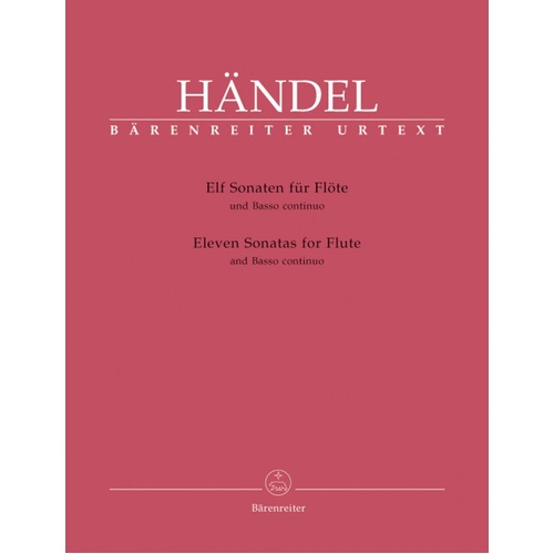 Handel - 11 Complete Flute Sonatas for Flute and Piano, Urtext Edition, Barenreiter, 161 Pages