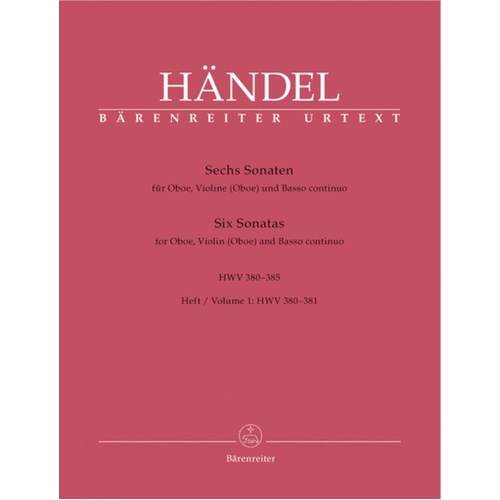 Sonatas 6 Book 1 Hwv 380-381 Oboe Violin(Ob) Bc Book