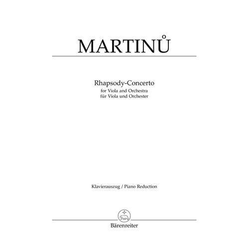Martinu - Rhapsody Concerto Viola/Piano (Softcover Book) Book