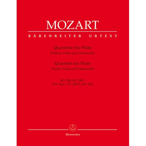 Quartets 4 Flute Violin Viola Vc K285 285A Anh171 298 Book