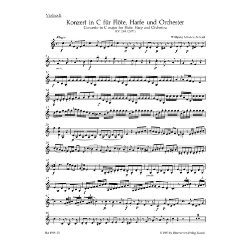 Concerto For Flute, Harp And Orchestra In C Major K. 299 (297C)