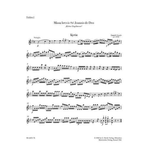 Missa Brevis Sancti Joannis De Deo Hob.Xxii:7 "Little Organ Mass"
