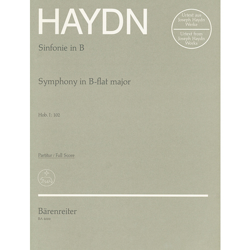 Symphony No 102 B Flat for Full Orchestra Sheet Music