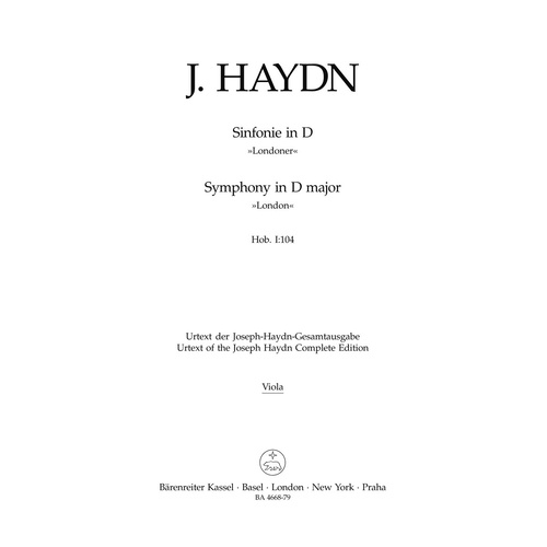 Symphony No 104 in D for Cello and Keyboard Sheet Music