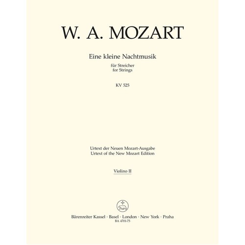 Eine Kleine Nachtmusik K 525 So Violin 2 (Part) Urtext Edition Book