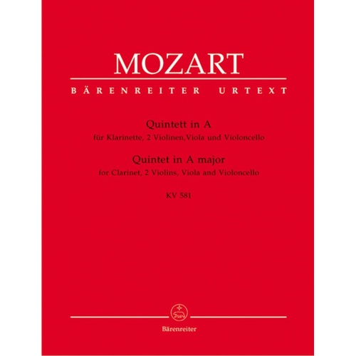 Clarinet Quintet K581 A Urtext Book