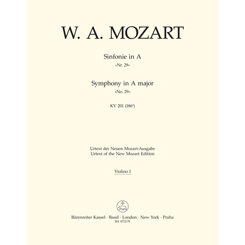 Symphony No 29 in A K 201 for Violin Sheet Music