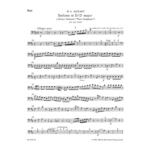 Symphony No 31 K297 for Full Orchestra Sheet Music
