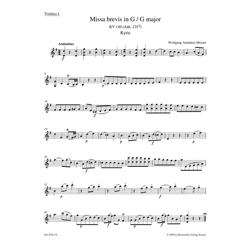 Missa Brevis In G Major K. 140 (235D)