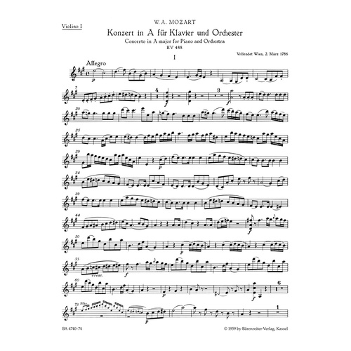 Concerto For Piano And Orchestra No. 23 In A Major K. 488