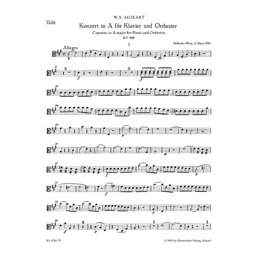 Concerto For Piano And Orchestra No. 23 In A Major K. 488
