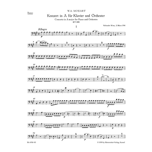 Concerto For Piano And Orchestra No. 23 In A Major K. 488