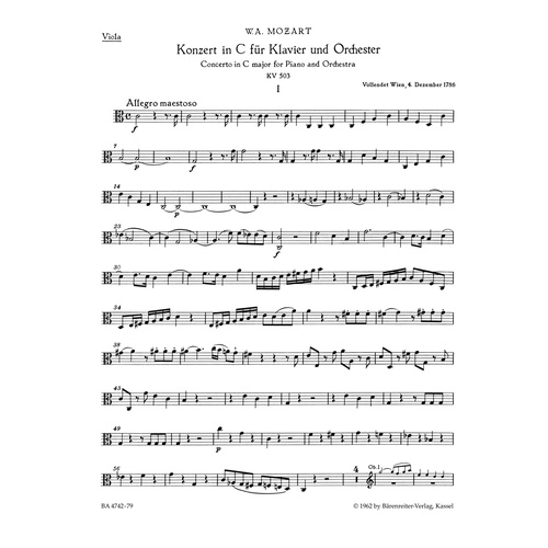 Concerto For Piano And Orchestra No. 25 In C Major K. 503
