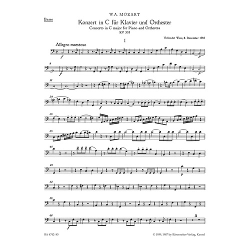 Concerto For Piano And Orchestra No. 25 In C Major K. 503