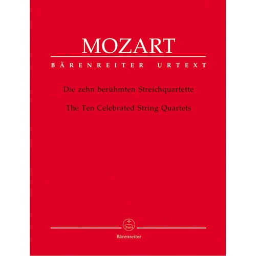 Mozart - 10 Celebrated String Quartets Set of Parts for Cello and Viola