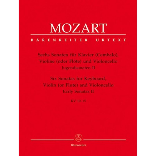 6 Sonatas K 10 To 15 Fl(Violin)/Vc/Piano (Softcover Book) Book