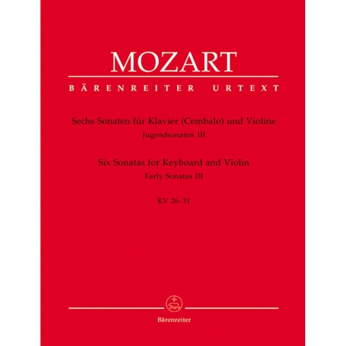 Early Sonatas 6 K 26 - 31 Violin/Piano Urtext Book