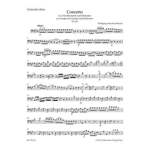 Concerto For Clarinet And Orchestra In A Major K. 622